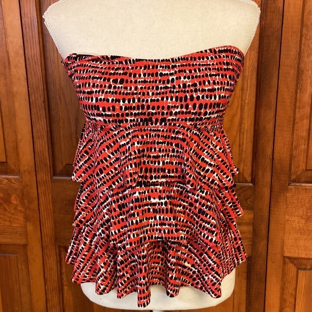 Island Escape Ruffled Tankini Top Size 8